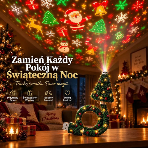 Świąteczny Projektor Choinka USB z Wzorem na Ścianę